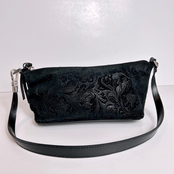 Vintage Pegabo Elegant Black Embossed fabric Purse, Shoulder strap, like NEW - Picture 1 of 8